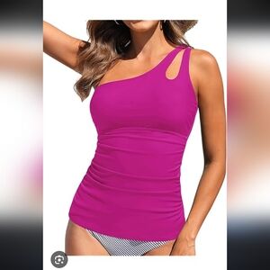 La Blanca One-Shoulder Swim Tankini Top